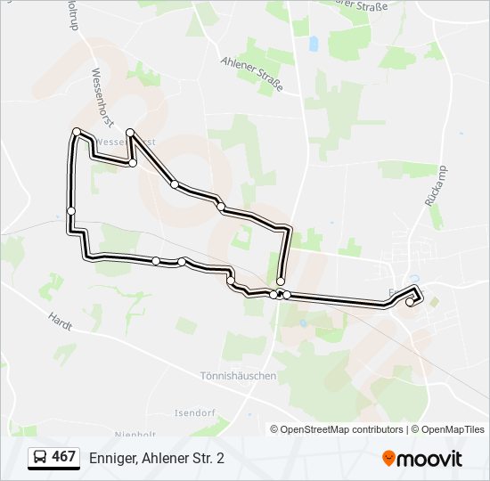 467 bus Line Map