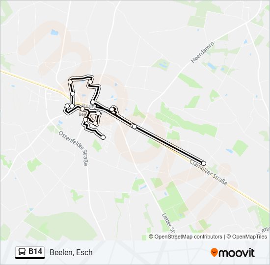 B14 bus Line Map