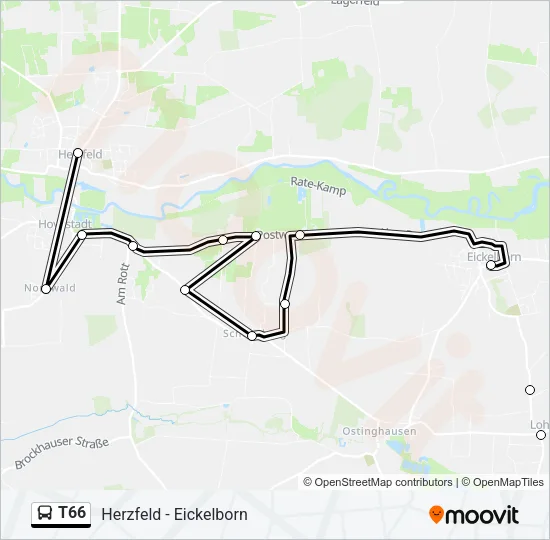 T66 Bus Line Map