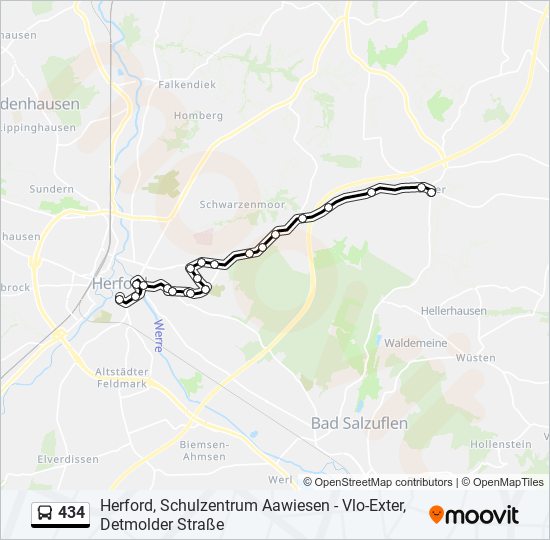 434 bus Line Map