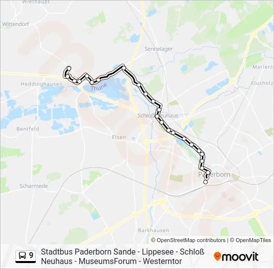 Автобус 9: карта маршрута