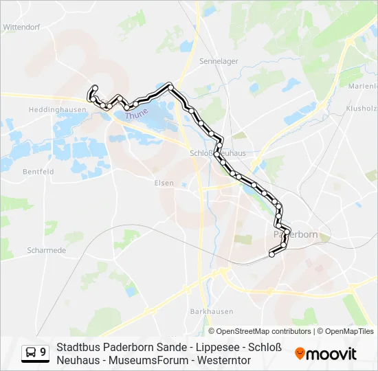 Автобус 9: карта маршрута