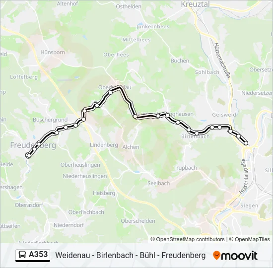 A353 Bus Line Map