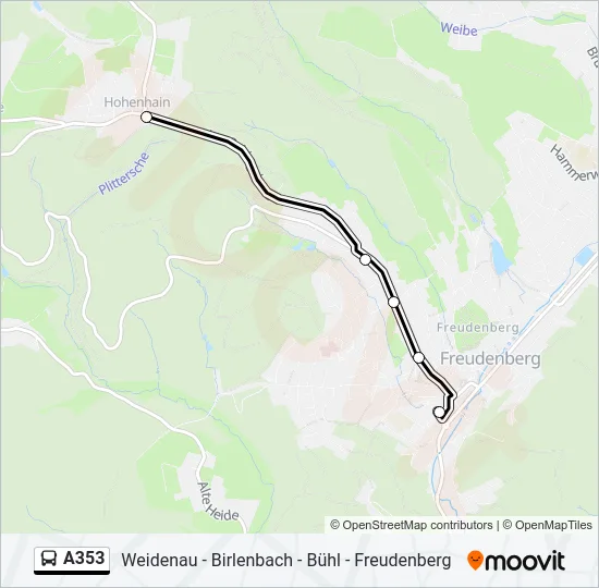 A353 Bus Line Map