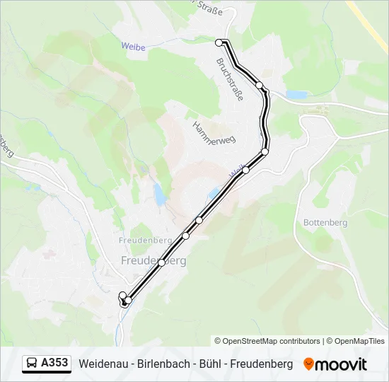 A353 Bus Line Map