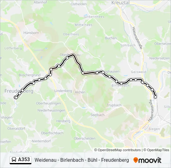 A353 Bus Line Map