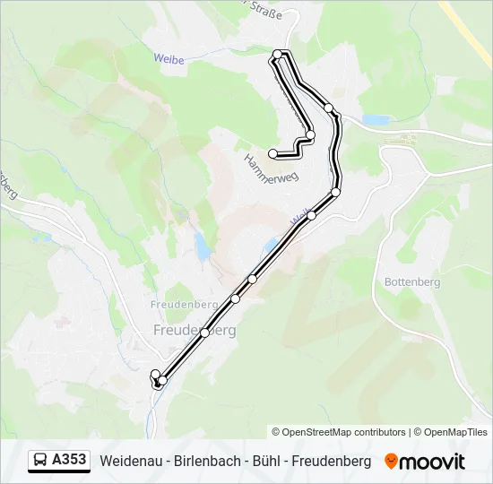 A353 Bus Line Map