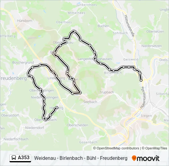 A353 Bus Line Map