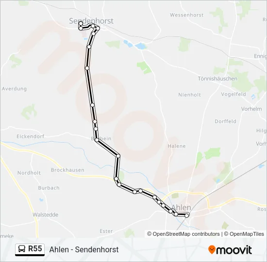 R55 Bus Line Map