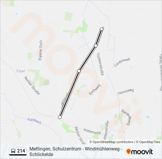 214 bus Line Map