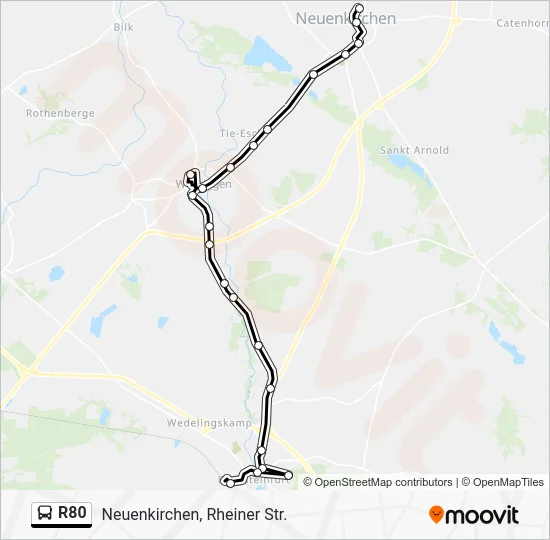 Автобус R80: карта маршрута