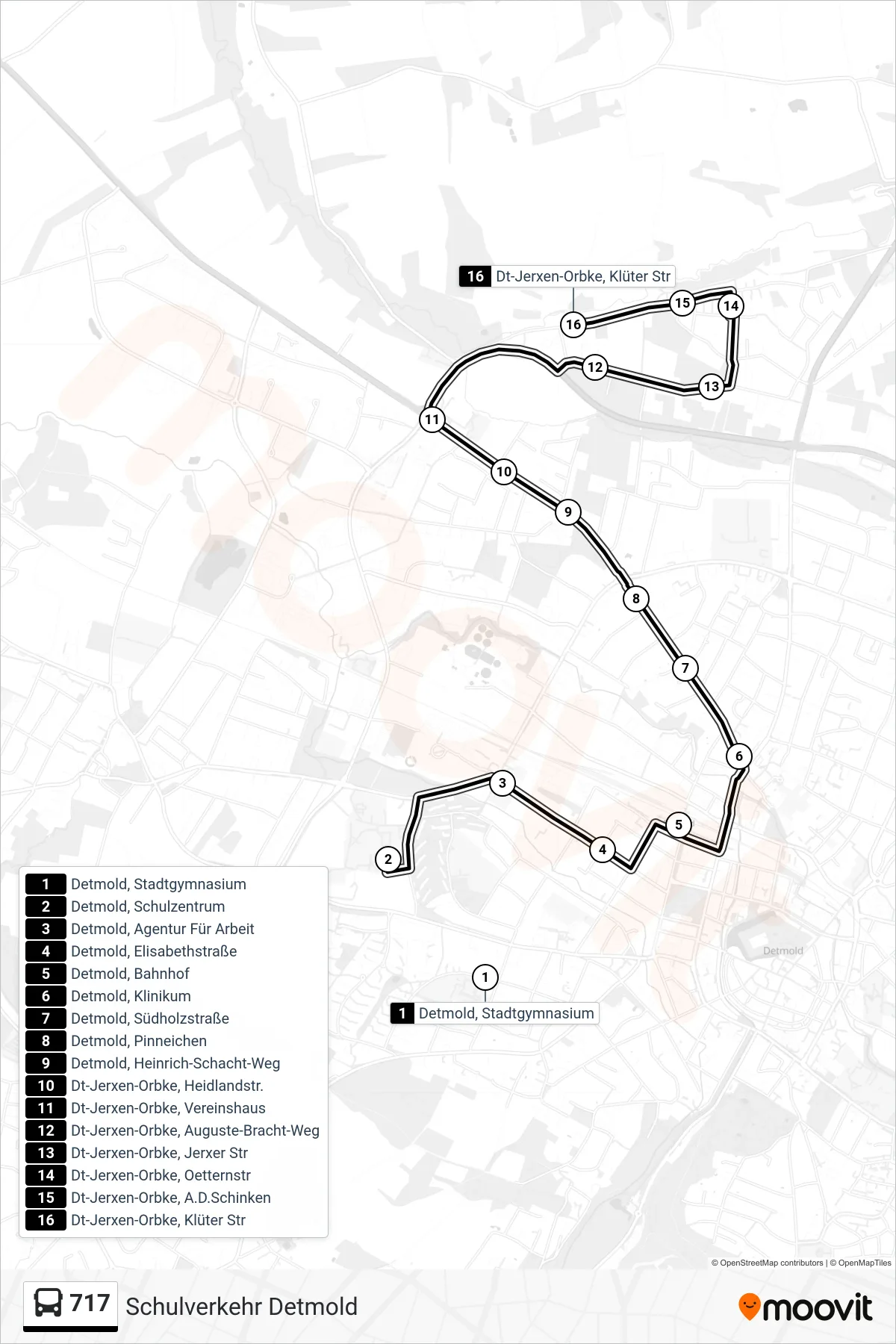 717 bus Line (Jerxen-Orbke) route and stops on a map
