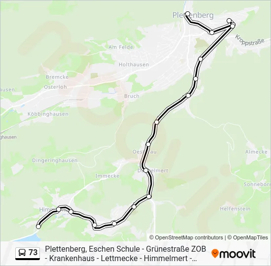 Автобус 73: карта маршрута