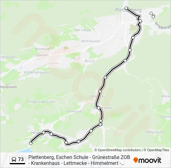 Автобус 73: карта маршрута