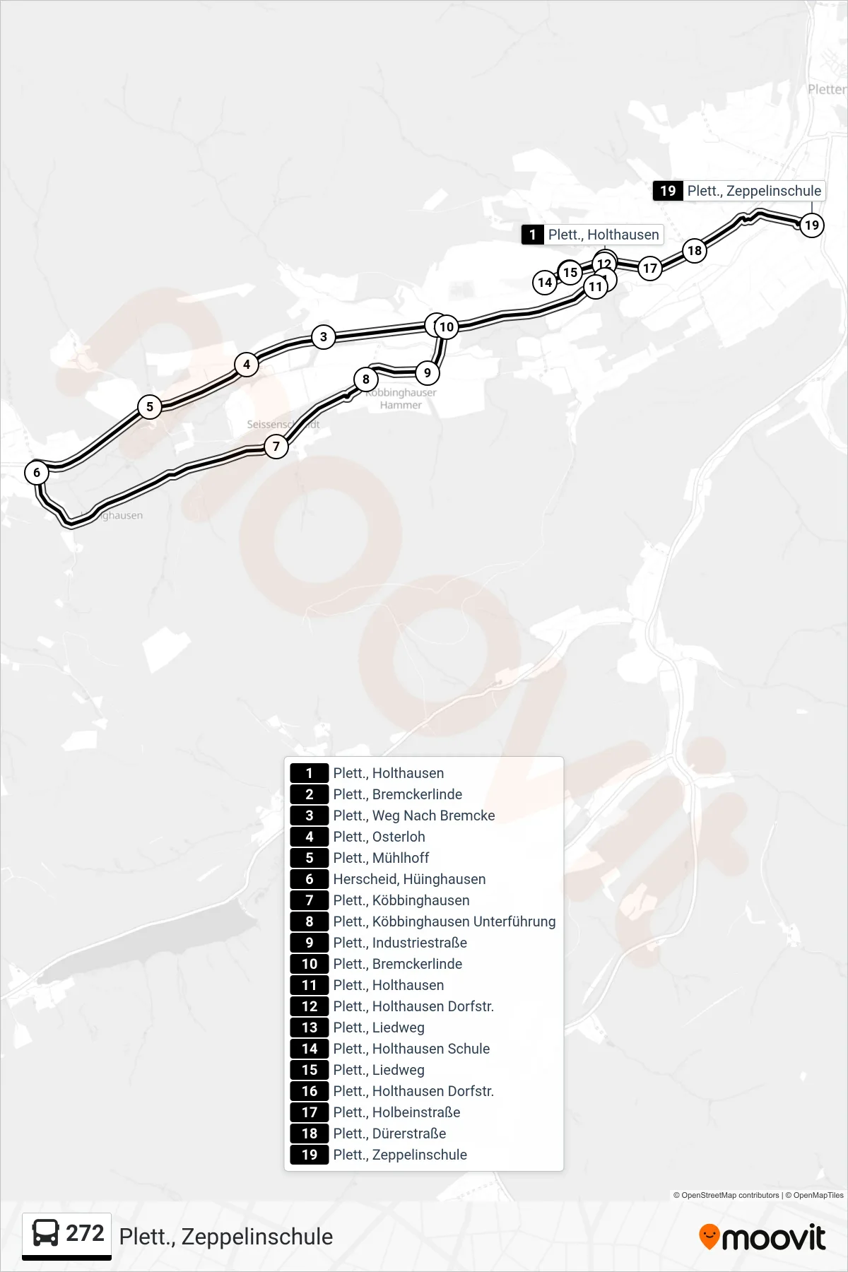 Linie 272 (Bus) Richtung Plett., Zeppelinschule: Route und Haltestellen auf der Karte