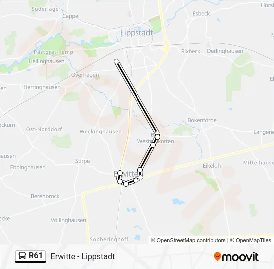 Автобус R61: карта маршрута