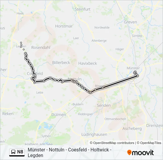 N8 Bus Line Map
