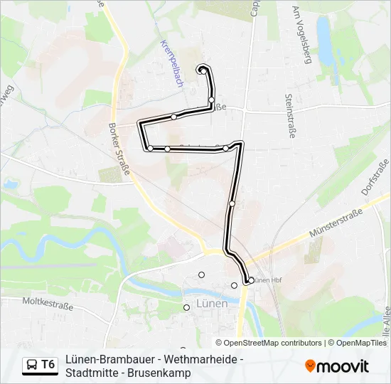 T6 Bus Line Map