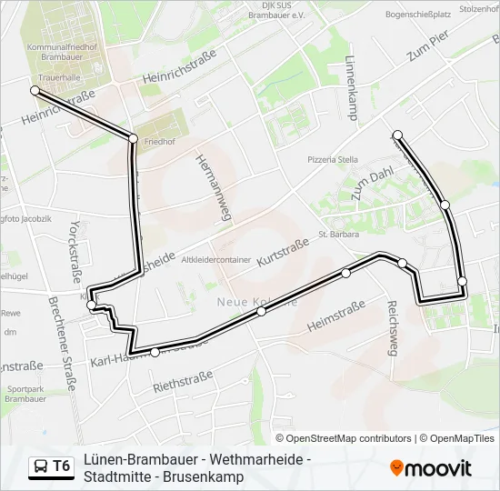 T6 Bus Line Map