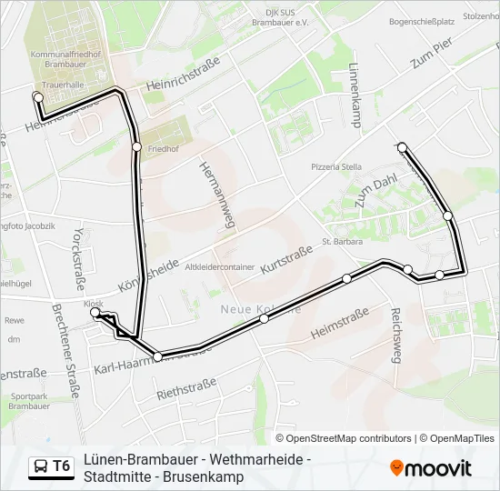 T6 Bus Line Map