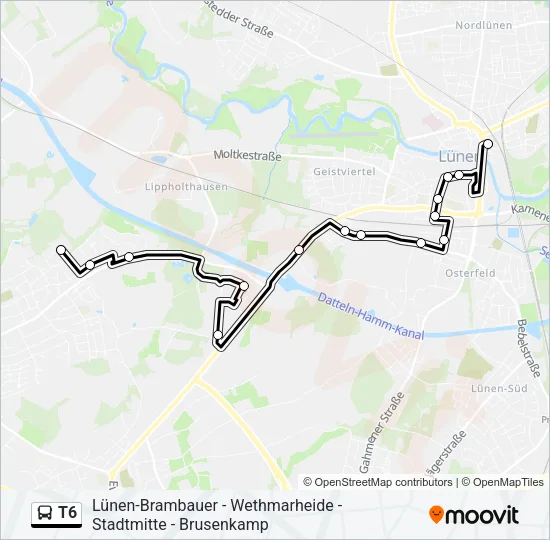 T6 Bus Line Map