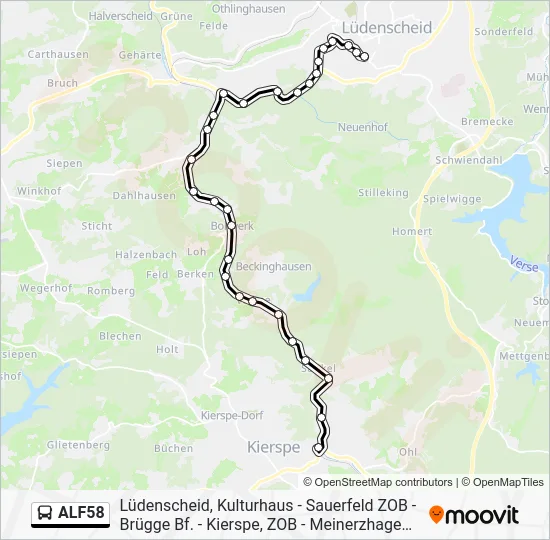 Автобус ALF58: карта маршрута