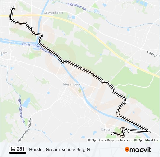 281 bus Line Map