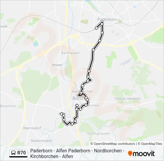 R70 Bus Line Map