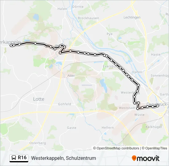 R16 Bus Line Map