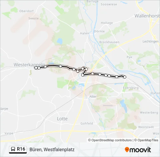 Buslinie R16 Karte