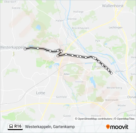 R16 Bus Line Map