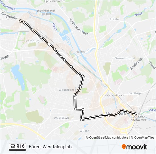 R16 bus Line Map