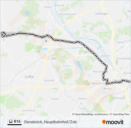 R16 bus Line Map