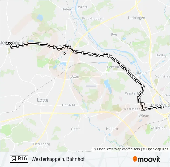 R16 Bus Line Map