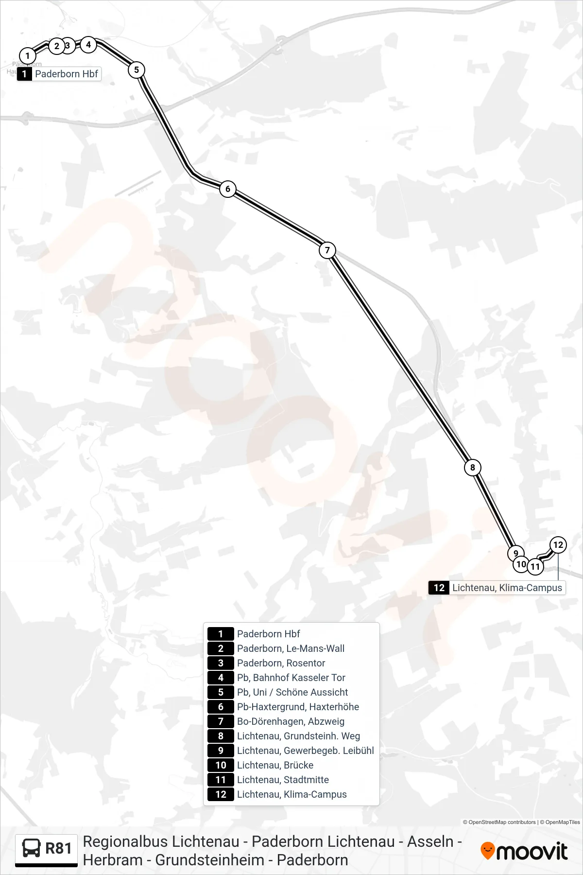 Linie R81 (Bus) Richtung Lichtenau, Klima-Campus: Route und Haltestellen auf der Karte