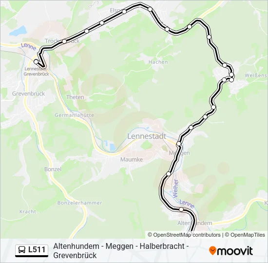 L511 Bus Line Map