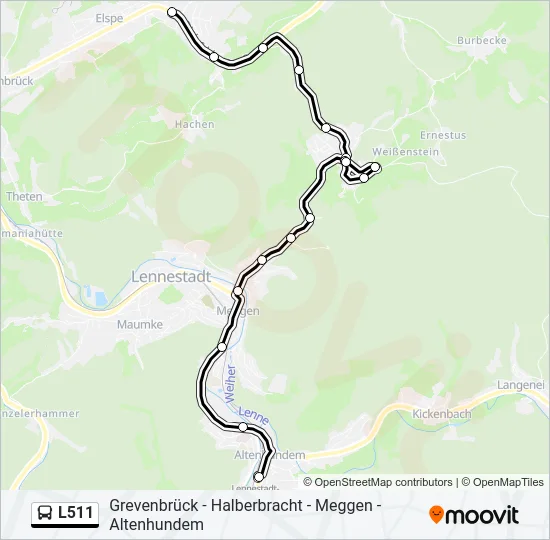 L511 Bus Line Map