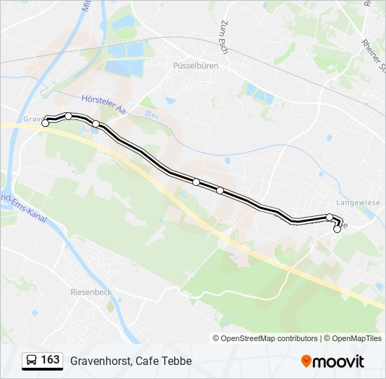 163 bus Line Map