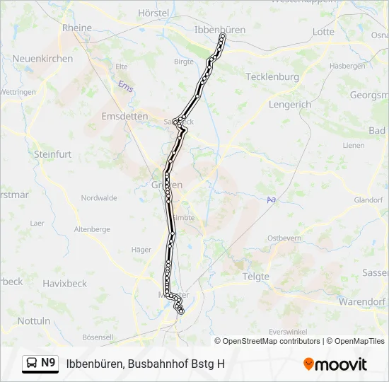 Автобус N9: карта маршрута