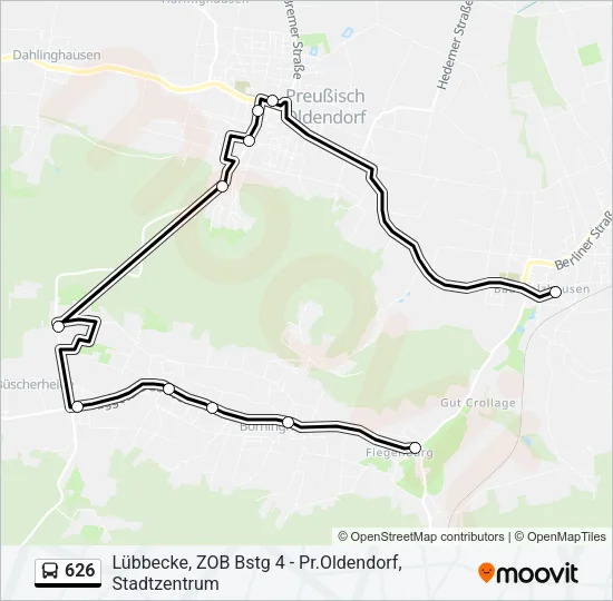 Buslinie 626 Karte
