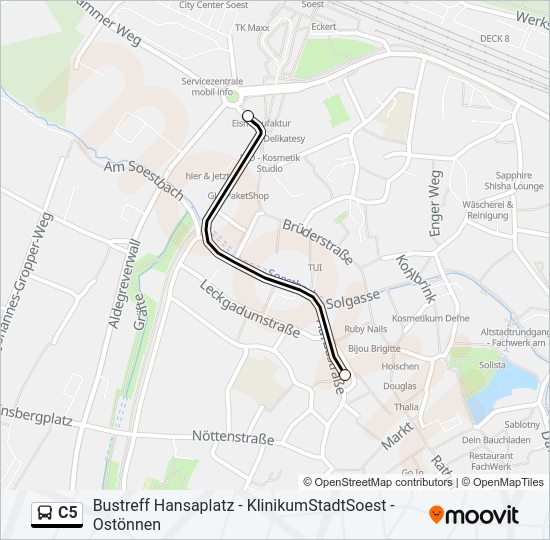 Автобус C5: карта маршрута
