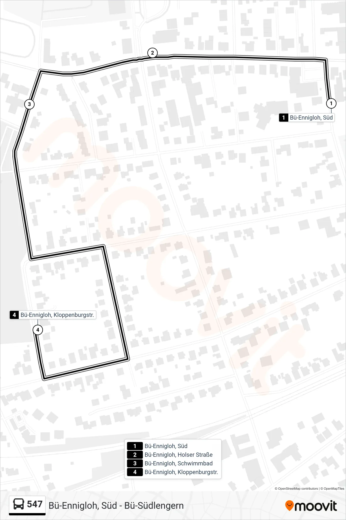 547 bus Line (Bü-Ennigloh, Kloppenburgstr.) route and stops on a map
