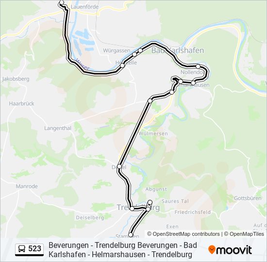 523 bus Line Map