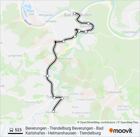 523 bus Line Map