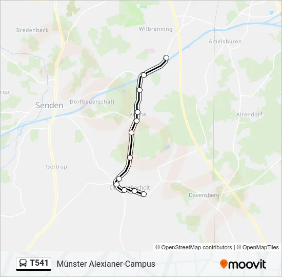 T541 Bus Line Map