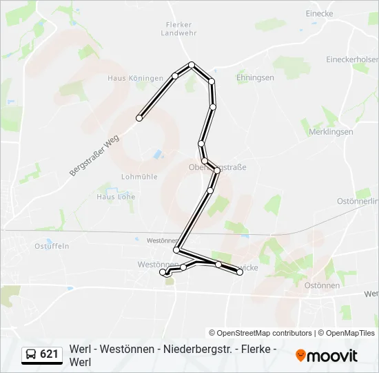 621 Bus Line Map