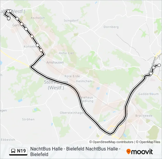 N19 Bus Line Map
