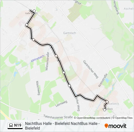 N19 Bus Line Map