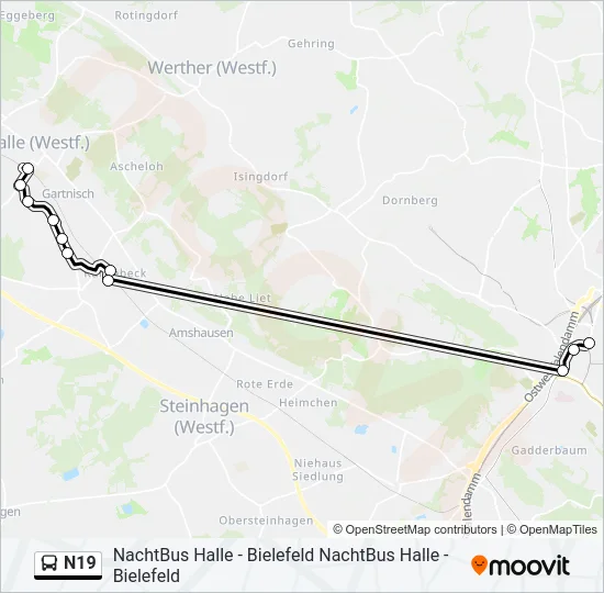 N19 Bus Line Map