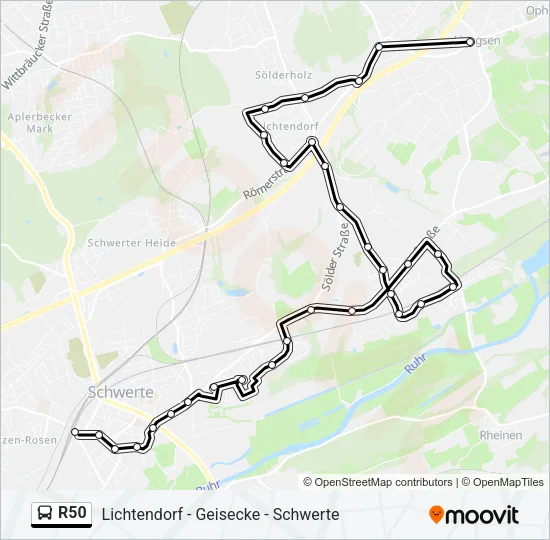R50 Bus Line Map